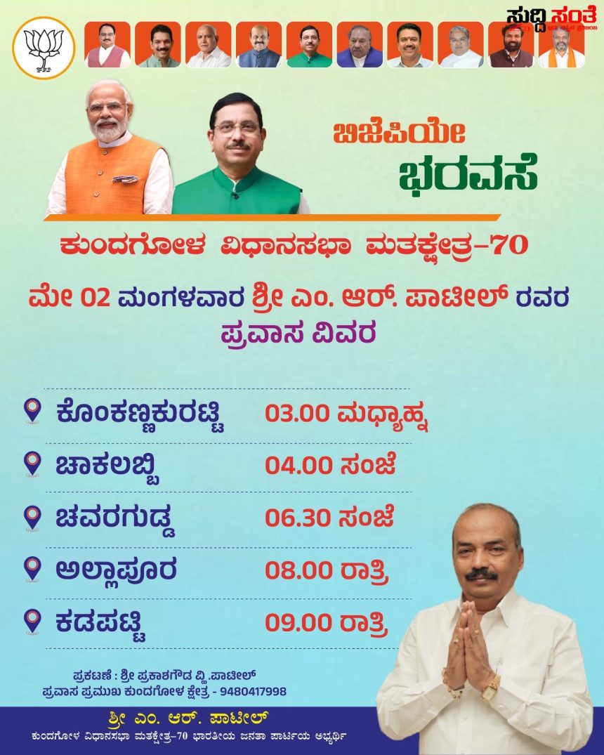 MR ಪಾಟೀಲ ರ ಮಂಗಳವಾರದ ಪ್ರಚಾರ ಎಲ್ಲೇಲ್ಲಿ ಗೊತ್ತಾ – ಕ್ಷೇತ್ರದಲ್ಲಿ ಸುತ್ತಾಡುತ್ತಿರುವ ನಾಯಕನಿಗೆ ಕಂಡು ಬರುತ್ತಿದೆ ಅಭೂತಪೂರ್ವ ಬೆಂಬಲ…..