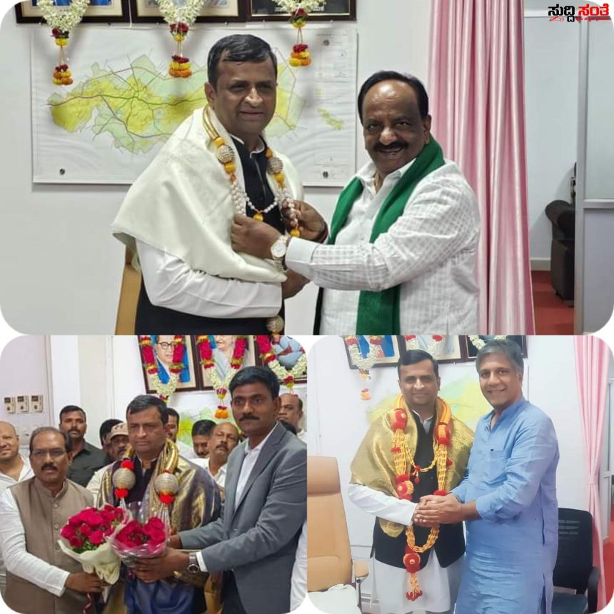 ಹುಬ್ಬಳ್ಳಿ ಧಾರವಾಡ ನಗರಾಭಿವೃದ್ಧಿ ಪ್ರಾಧಿಕಾರದ ಅಧ್ಯಕ್ಷರಾಗಿ ಅಧಿಕಾರ ವಹಿಸಿಕೊಂಡ ಶಾಕಿರ್ ಸನದಿ ನೂತನ ಹು ಧಾ ನಗರಾಭಿವೃದ್ಧಿ ಪ್ರಾಧಿಕಾರದ ಅಧ್ಯಕ್ಷರಿಗೆ ಸನ್ಮಾನಿಸಿ ಶುಭಕೋರಿದ ಶಾಸಕರು…..