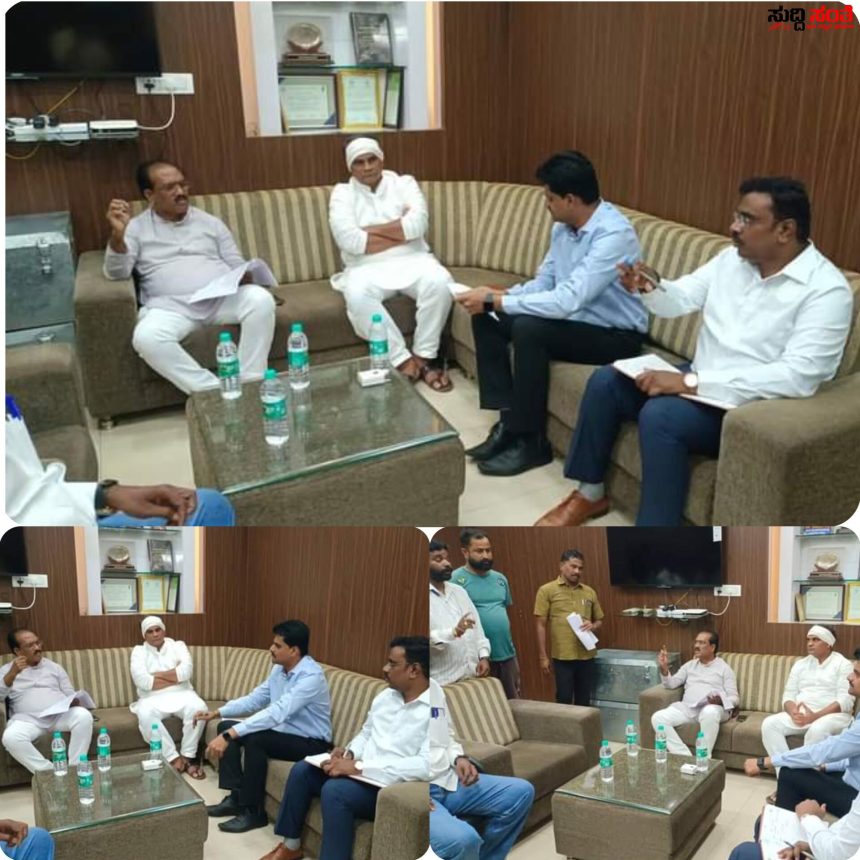 ಪಾಲಿಕೆಯ ಆಯುಕ್ತರೊಂದಿಗೆ ಸಭೆ ಮಾಡಿದ ಶಾಸಕ ಪ್ರಸಾದ ಅಬ್ಬಯ್ಯ – ಸಮಸ್ಯೆ ಗಮನಕ್ಕೆ ಬರುತ್ತಿದ್ದಂತೆ ಸ್ಪಂದಿಸಿ ಪಾಲಿಕೆಯ ಅಧಿಕಾರಿಗಳೊಂದಿಗೆ ಸಭೆ ಮಾಡಿ ಚರ್ಟೆ ಮಾಡಿದ ಶಾಸಕರು….. ಪಾಲಿಕೆಯ ಆಯುಕ್ತರೊಂದಿಗೆ ಸಭೆ ಮಾಡಿದ ಶಾಸಕ ಪ್ರಸಾದ ಅಬ್ಬಯ್ಯ – ಸಮಸ್ಯೆ ಗಮನಕ್ಕೆ ಬರುತ್ತಿದ್ದಂತೆ ಸ್ಪಂದಿಸಿ ಪಾಲಿಕೆಯ ಅಧಿಕಾರಿಗಳೊಂದಿಗೆ ಸಭೆ ಮಾಡಿ ಚರ್ಟೆ ಮಾಡಿದ ಶಾಸಕರು…..