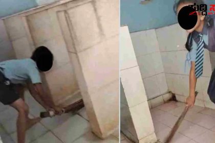 ಶೌಚಾಲಯ ಸ್ವಚ್ಚತೆ ಮಾಡಿದ ವಿದ್ಯಾರ್ಥಿಗಳು – ಶಿಕ್ಷಣ ಸಚಿವರ ಎಚ್ಚರಿಕೆಯ ನಡುವೆ ರಾಜ್ಯದಲ್ಲಿ ನಿಲ್ಲದ ಕಾರ್ಯಗಳು…..