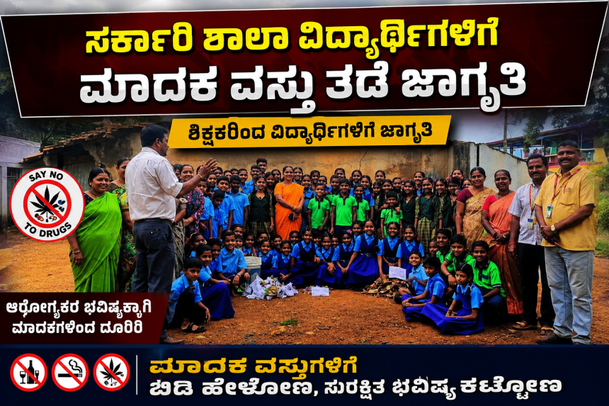 ಸರ್ಕಾರಿ ಶಾಲಾ ವಿದ್ಯಾರ್ಥಿಗಳಿಗೆ ಮಾದಕ ವಸ್ತುಗಳ ತಡೆ ಜಾಗೃತಿ ಕಾರ್ಯಕ್ರಮ – ಅರ್ಥಪೂರ್ಣವಾಗಿ ನಡೆಯಿತು ಕಾರ್ಯಕ್ರಮ….. ಸರ್ಕಾರಿ ಶಾಲಾ ವಿದ್ಯಾರ್ಥಿಗಳಿಗೆ ಮಾದಕ ವಸ್ತುಗಳ ತಡೆ ಜಾಗೃತಿ ಕಾರ್ಯಕ್ರಮ – ಅರ್ಥಪೂರ್ಣವಾಗಿ ನಡೆಯಿತು ಕಾರ್ಯಕ್ರಮ…..